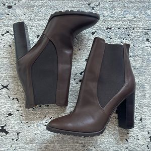 Dark brown heeled booties. New; never worn